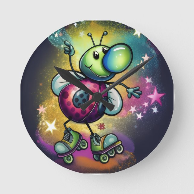 Ladybug Roller Disco Wall Clock Runde Wanduhr (Vorderseite)