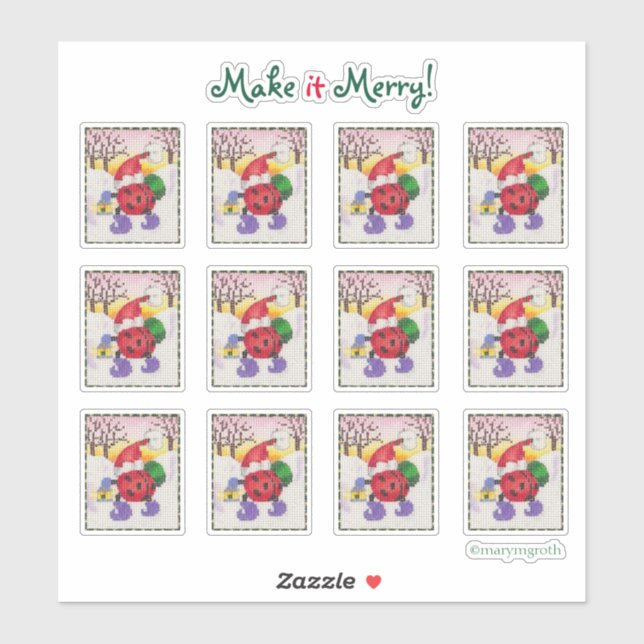 Ladybug Santa Stickers (Feuille)