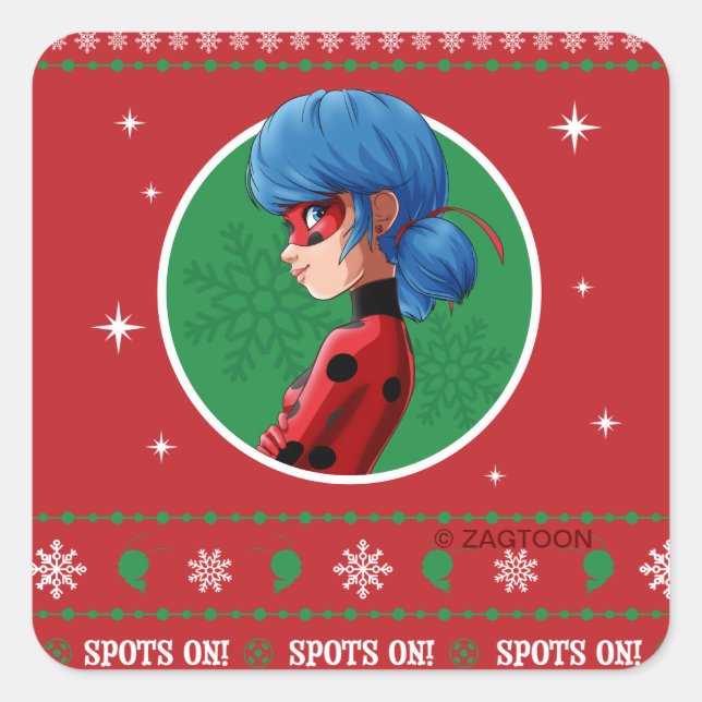 Ladybug setzt sich ein! Holiday Graphic Quadratischer Aufkleber (Vorderseite)