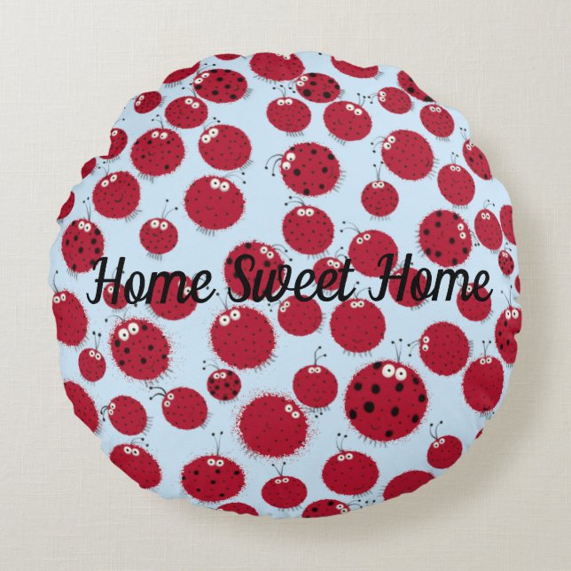 Ladybug Shindig Rundes Kissen (Vorderseite)