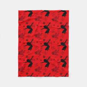 Ladybug Silhouette Red Pattern Fleecedecke