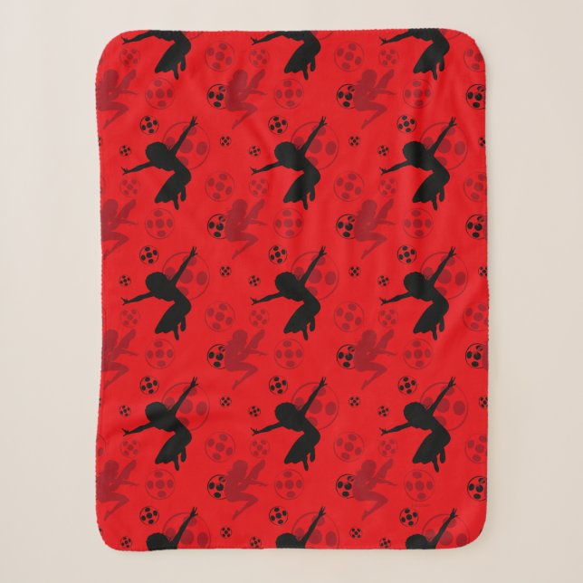 Ladybug Silhouette Red Pattern Sherpadecke (Vorderseite)