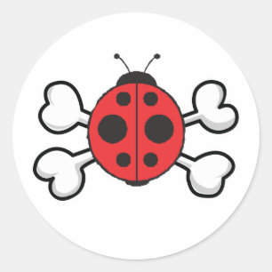 Ladybug Skull und Crossbones Runder Aufkleber