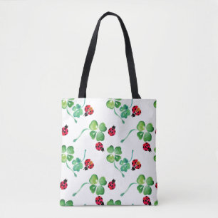 Ladybug Spring Flowers Wasserfarbe Tasche