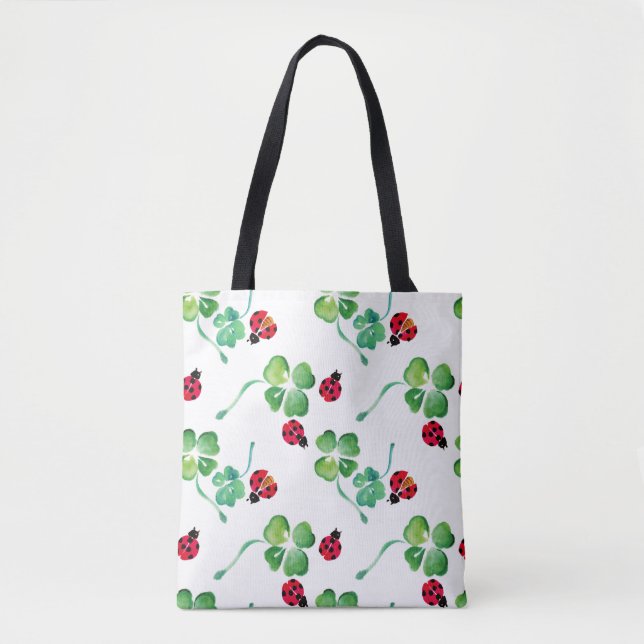 Ladybug Spring Flowers Wasserfarbe Tasche (Vorderseite)