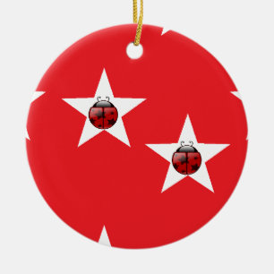Ladybug stars keramik ornament
