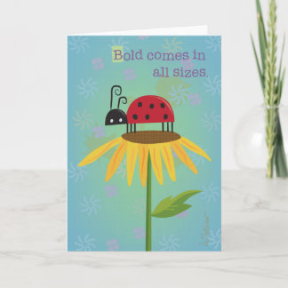 Ladybug sur la carte de voeux Fleur Jaune