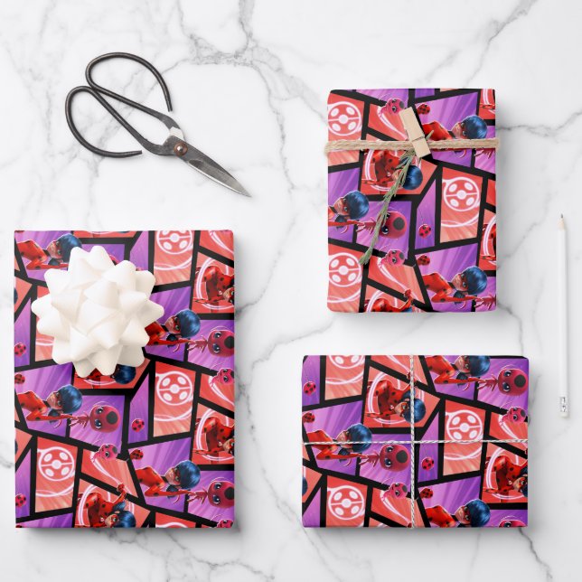 Ladybug & Tikki Muster Geschenkpapier Set (Vorderseite)