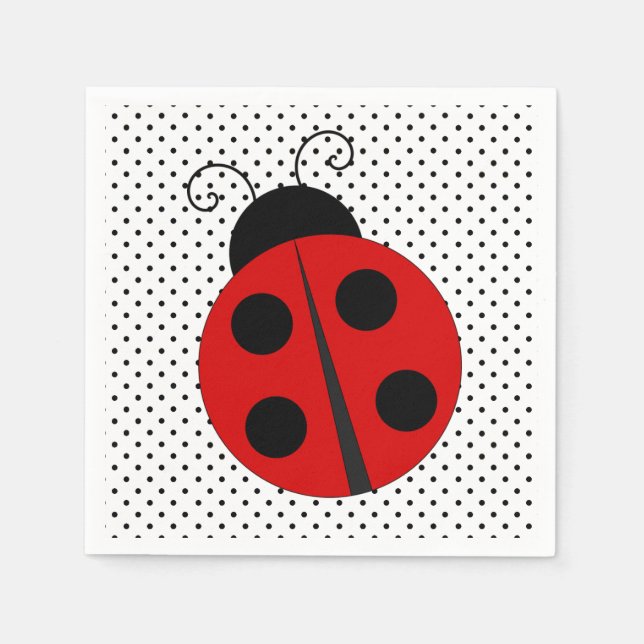 Ladybug über Polka Dots Design Paper Napkins Serviette (Vorderseite)