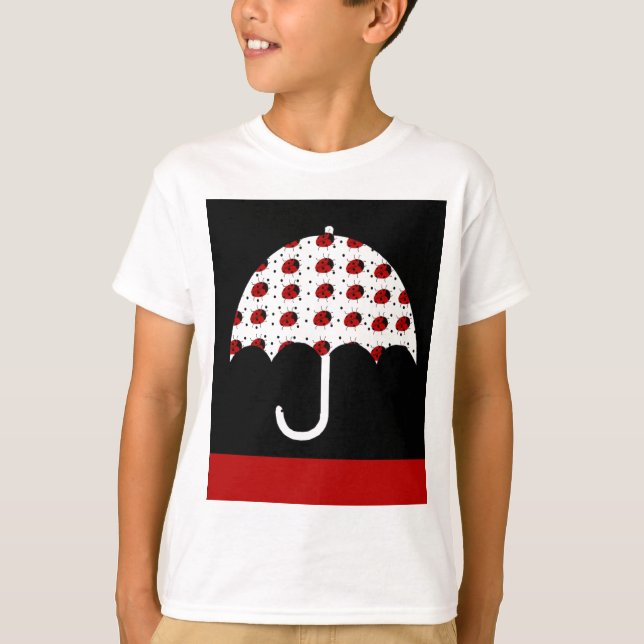 Ladybug Umbrella Design T-Shirt (Vorderseite)