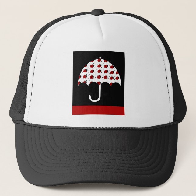 Ladybug Umbrella Design Truckerkappe (Vorderseite)