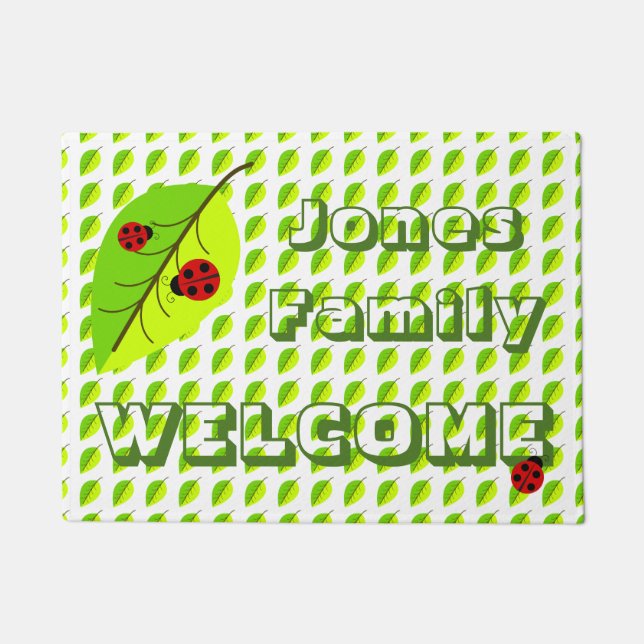 Ladybug und Leaf Personalisiert Doormat Fußmatte (Vorderseite)