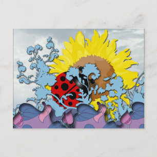 Ladybug und Sonnenblume Postkarte