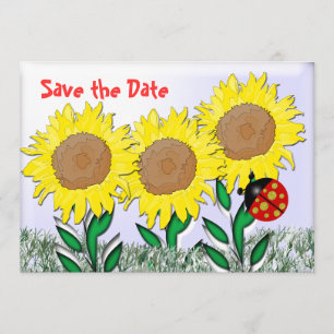Ladybug und Sonnenblumen Save The Date