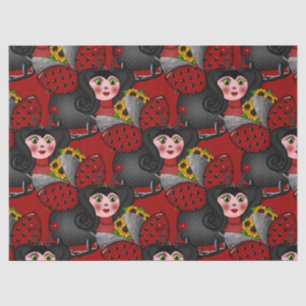 Ladybug und Sunflowers-Diagonal-Red Seidenpapier