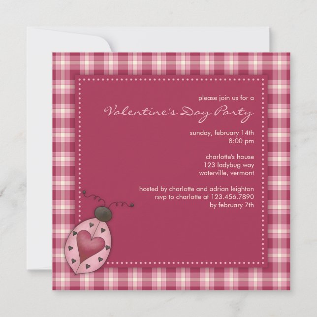 Ladybug :: Valentine's Day Party Invitation Einladung (Vorderseite)