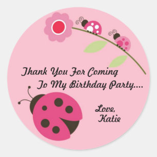 Ladybug Vielen Dank - Sticker - Rosa und Grün
