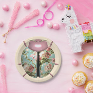 Ladybug viktorianische blühende Rose chinta blue p Pappteller