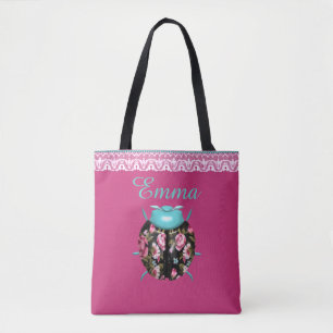 Ladybug viktorianische Blumen Vintage Rose niedlic Tasche