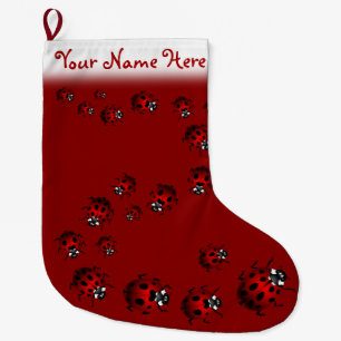 Ladybug Weihnachtsfeiertag Strumpf Personalisiert  Großer Weihnachtsstrumpf