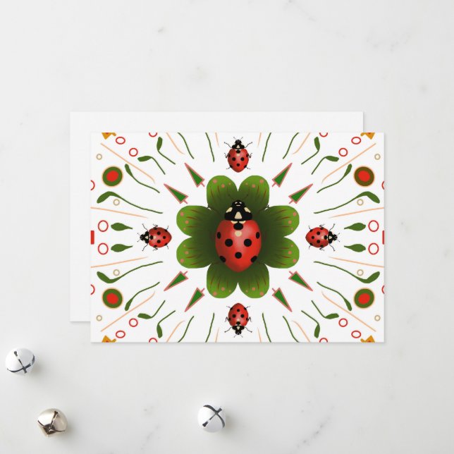 Ladybug Weihnachtskarte Feiertagskarte (Vorderseite/Rückseite Beispiel)