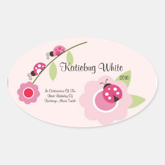 Ladybug-Weinetikett Ovaler Aufkleber