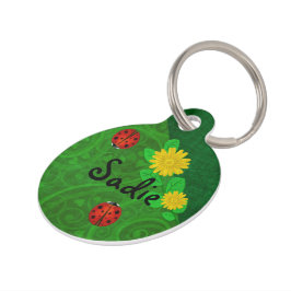 Ladybug Whimsey 3D Folk Art PETS NAME Haustiermarke