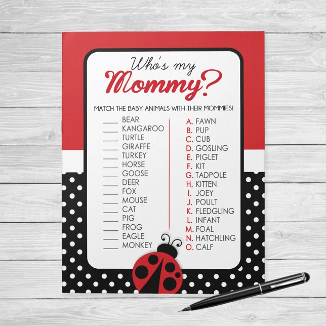 Ladybug Who is My Mommy Baby Animal Shower Game Notizblock (Ladybug Who is My Mommy Baby Animal Baby Shower Game)