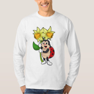 Ladybug with Flower Daffodil T-Shirt