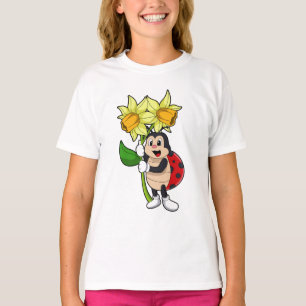 Ladybug with Flower Daffodil T-Shirt