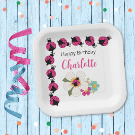 Ladybugs and Blume Geburtstagsparty Pappteller