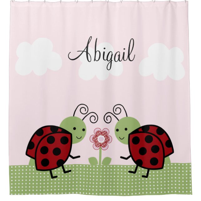 Ladybugs and Blume Girls Kinderduschvorhang Duschvorhang (Vorderseite)