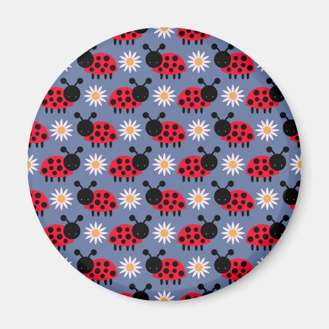 Ladybugs and Daisies Pattern Magnet (Vorne)