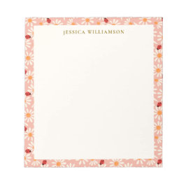 Ladybugs and Daisies Personalized Name Notizblock