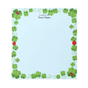 Ladybugs and Four_Leaf Clovers Simple Notizblock
