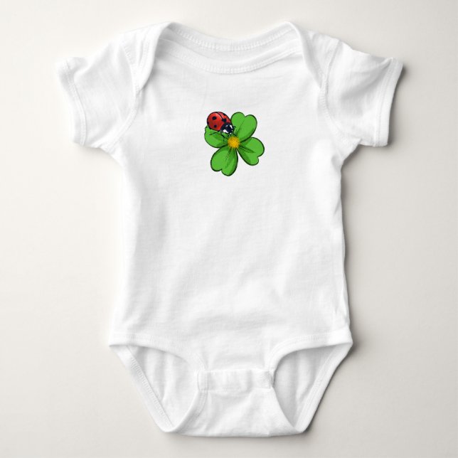 Ladybugs and Green Leaves Nature Illustration Past Baby Strampler (Vorderseite)