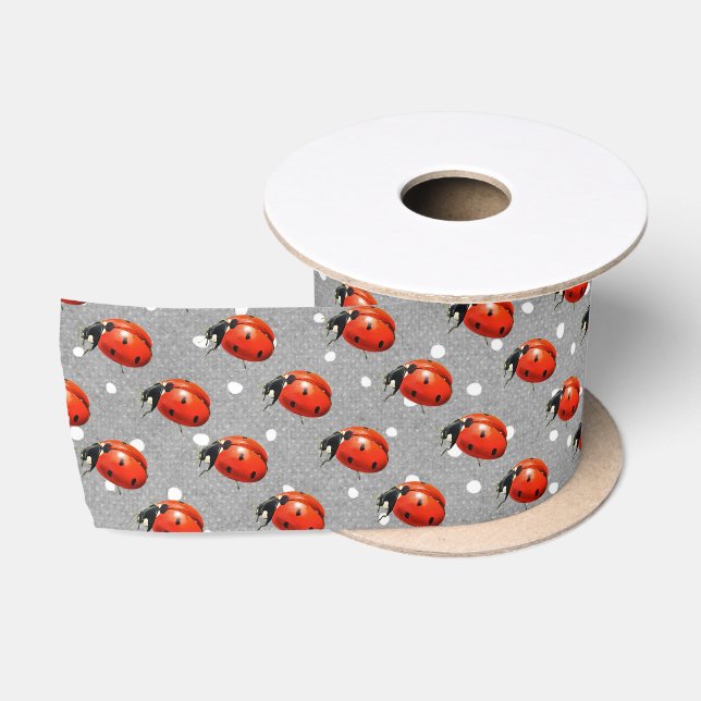 Ladybugs auf Polka Dots Satinband (Spule)