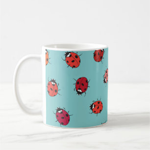 Ladybugs, blauer Hintergrund, bezauberndes, nahtlo Kaffeetasse