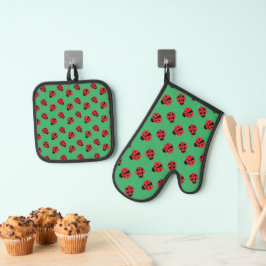 Ladybugs Design Ofenhandschuh & Topflappen-Set