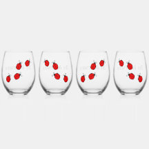 Ladybugs Design Wine Glass Set