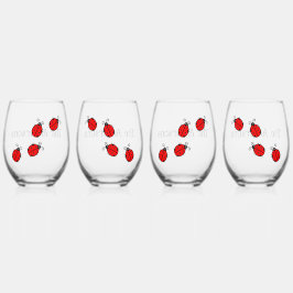 Ladybugs Design Wine Glass Set Weinglas Ohne Stiel