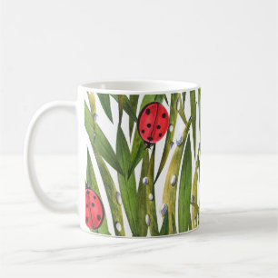 Ladybugs: düster Hintergrund Wasserfarbmuster. Kaffeetasse