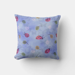Ladybugs Flowers and Leaves Kissen