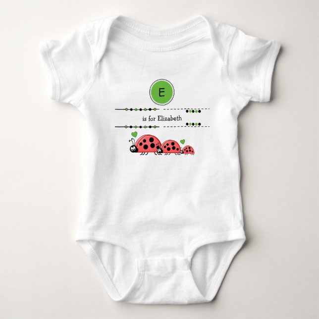 Ladybugs geben den Namen schwarz und grün an Baby Strampler (Vorderseite)