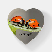 Ladybugs Heart Shaped Paperweight