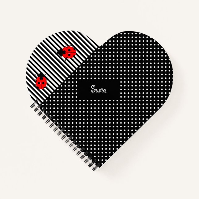 Ladybugs Heart Spiral Design Custom School Notizbuch (Vorderseite)