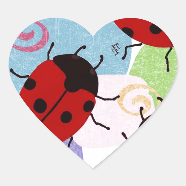 LADYBUGS Herz-Aufkleber (Vorderseite)