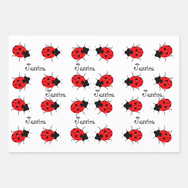 Ladybugs Individuelle Wrapping Paper Sheet-Sets Geschenkpapier Set (Vorderseite)