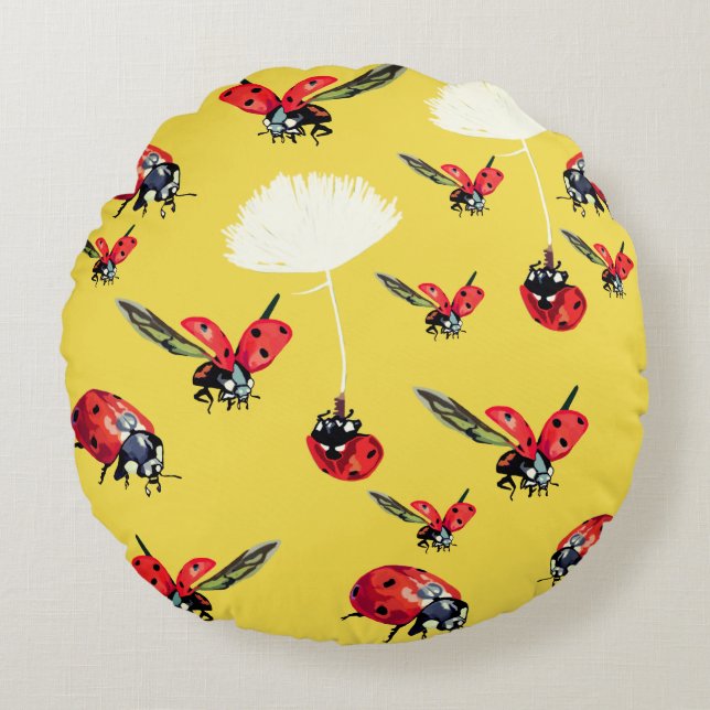 Ladybugs-Kissen Rundes Kissen (Vorderseite)