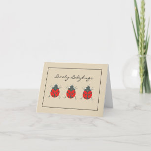 Ladybugs   Lovely Trio of Ladybugs Blank Notecards